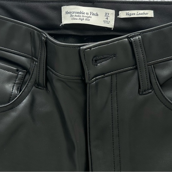 Abercrombie Vegan Leather Ankle Straight Pants Size 27 - Picture 2 of 4